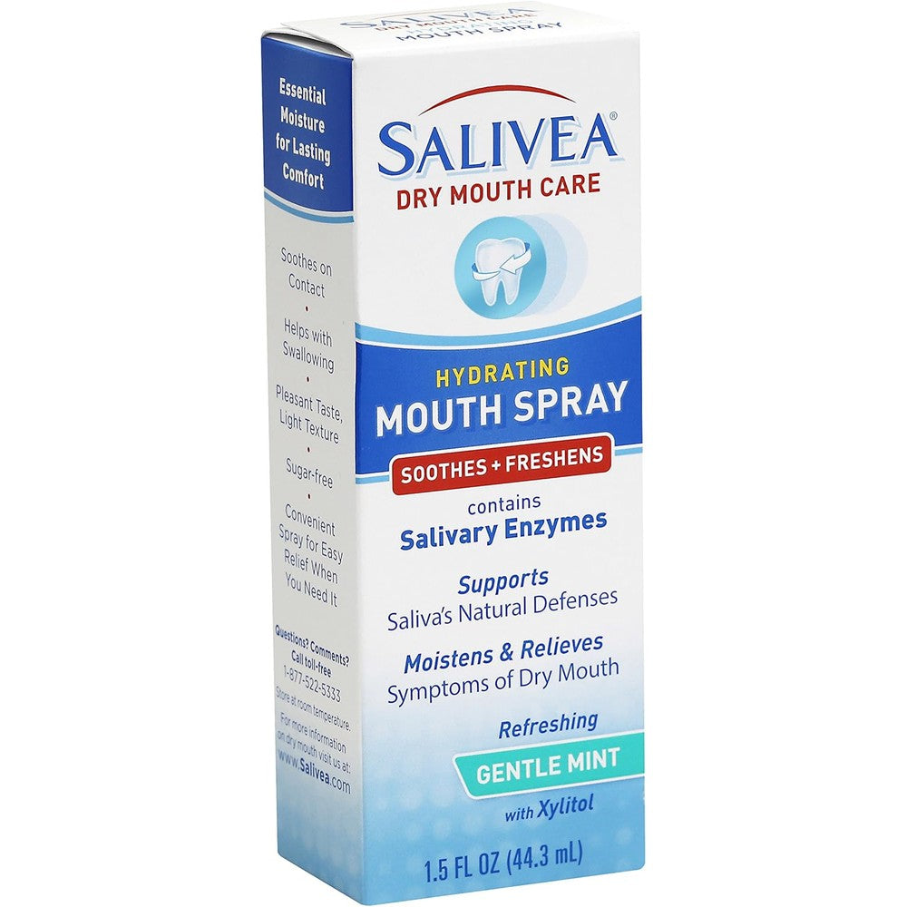 Salivea Extra Gentle Dry Mouth Spray front view for enzyme-powered hydration