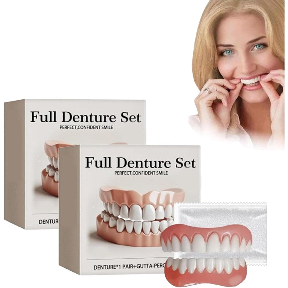 Premium Dentures, Upper and Lower Denture Reline Kit, Silicone Reline Denture Set, Soft and Comfortable (2pcs)