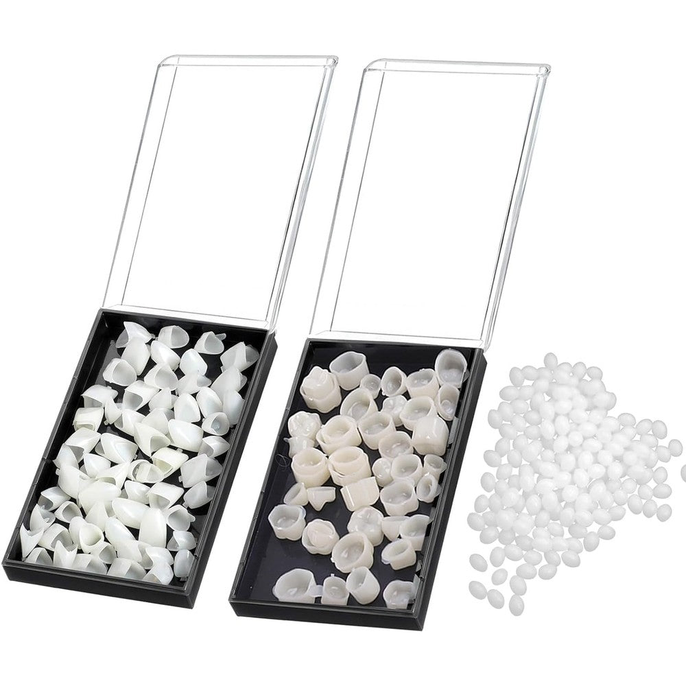 Geodurn temporary fake tooth cap crown veneers front view packaging for cosmetic smile repair