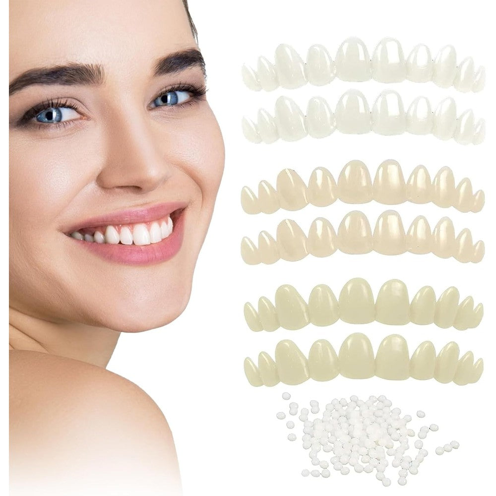 Tooth Repair Kit, Temporary Natural Shade for Filling The Gap, Moldable Thermal Beads Replacement Kit, Replace The Missing or Broken Tooth, Fake Teeth Replacement Kits - 6PCS (White & Khaki)