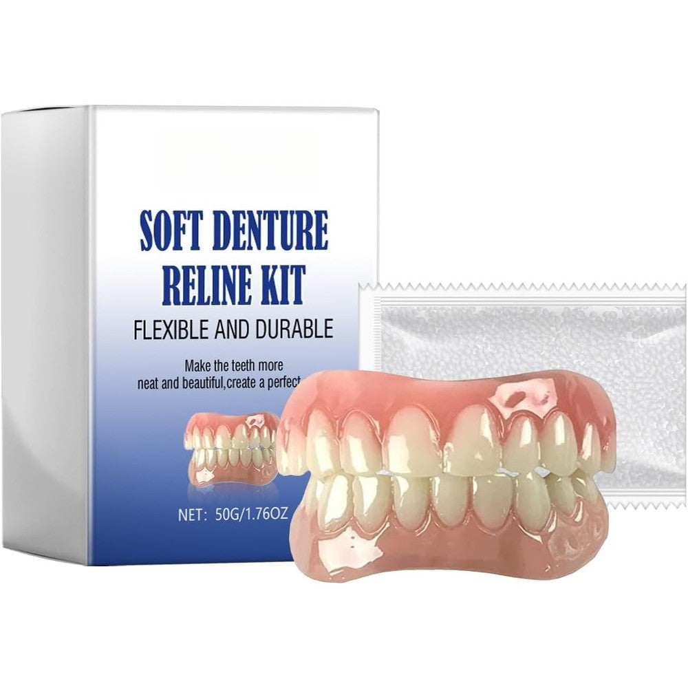 Moldable False Teeth, Dentures - Veneers Teeth for Women Men, Upper and Lower Matching Set,Rapid Smile Denture Reline Kit, Fix Your Smile