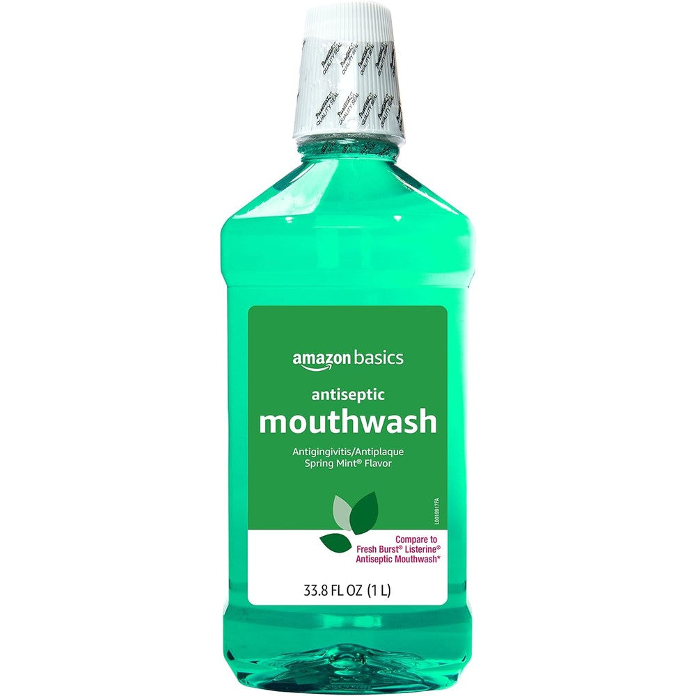 Amazon Basics Antiseptic Mouthwash, Mint, 33.80 Fl Oz, 1 Pack