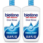 Biotene Dry Mouth Oral Rinse Fresh Mint twin pack front view showcasing product packaging.