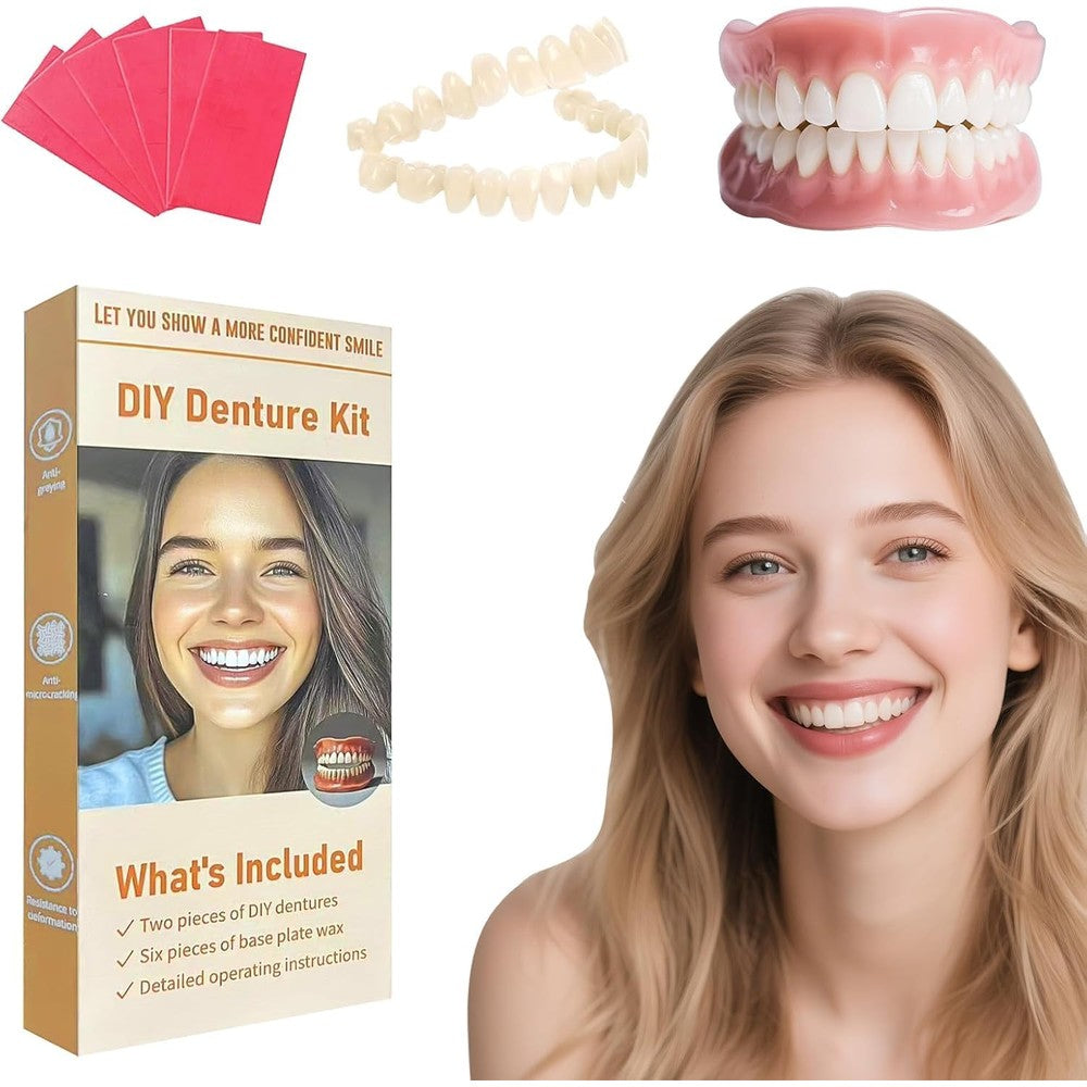 Hemocryptic DIY denture kit top and bottom teeth front view