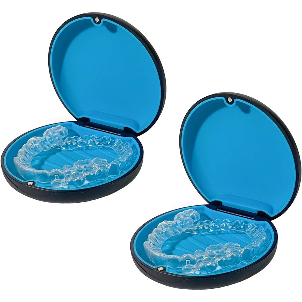 Maoerdental orthodontic retainer case twin pack showing front exterior view.