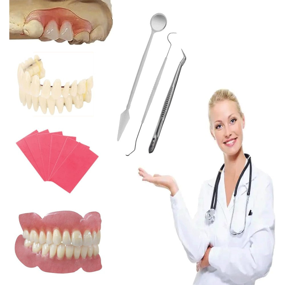Denture Do it Yourself Full Set of Top and Bottom ，partial dentures and full dentures,equipped with DIY tool kit and temporary teeth,Create Your Perfect Smile at Home (standard)
