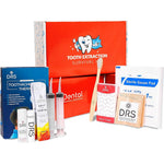 Hilph Wisdom Teeth Recovery Kit front view showing adjustable blue face ice pack wrap and oral care accessories.