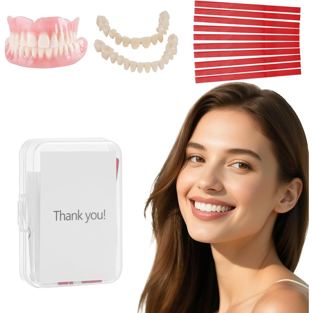silbyloyoe DIY Denture kit Convenient and Easy DIY dentures kit at Home Complete Make Your own dentures Kits for top and Bottom of Temporary Repair Missing Teeth Brownish Reds