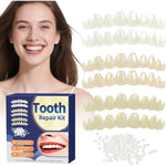 WALEJUC Temporary Tooth Repair Kit front view showcasing packaging and six pieces for smile enhancement.