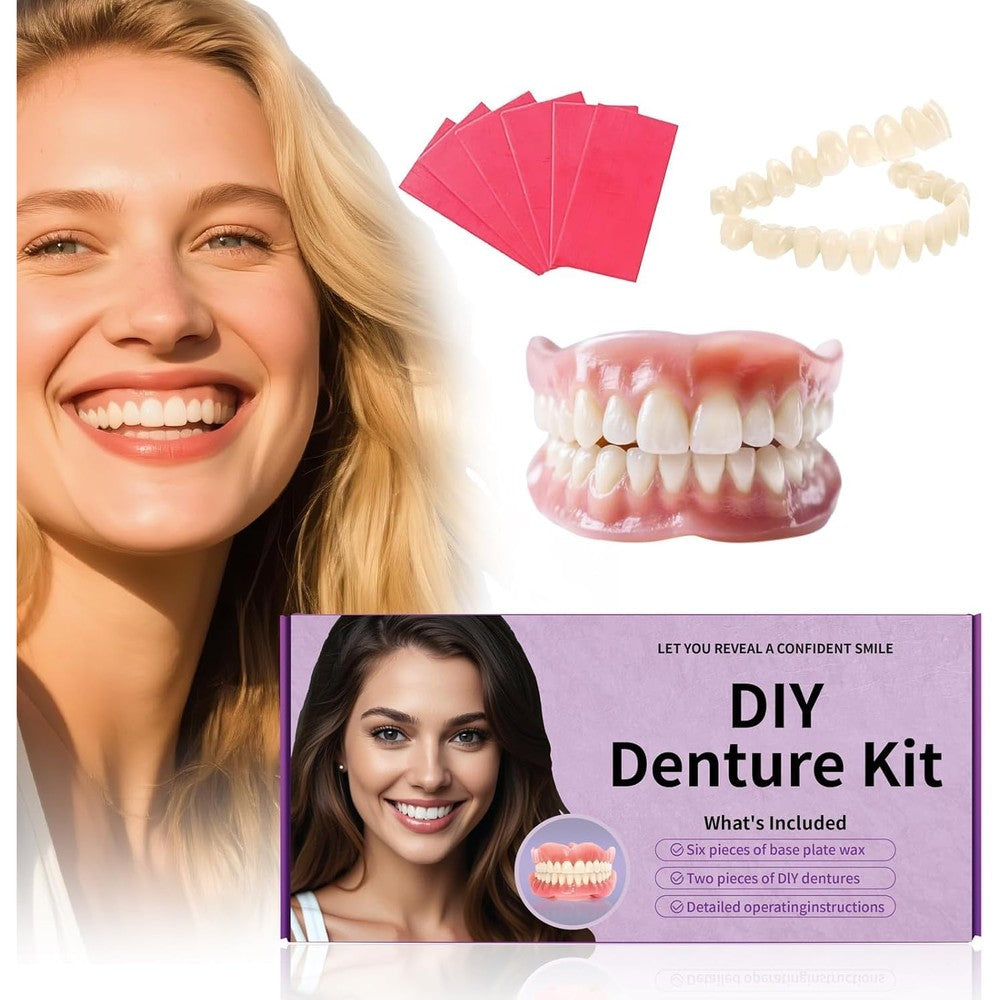 At-Home DIY Denture Kit: Full Set of Upper & Lower False Teeth for DIY Smile Transformation-LL01