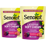 Senokot Laxative Soft Chews 42 count pack of 2 front view showing mixed berry flavor packaging.