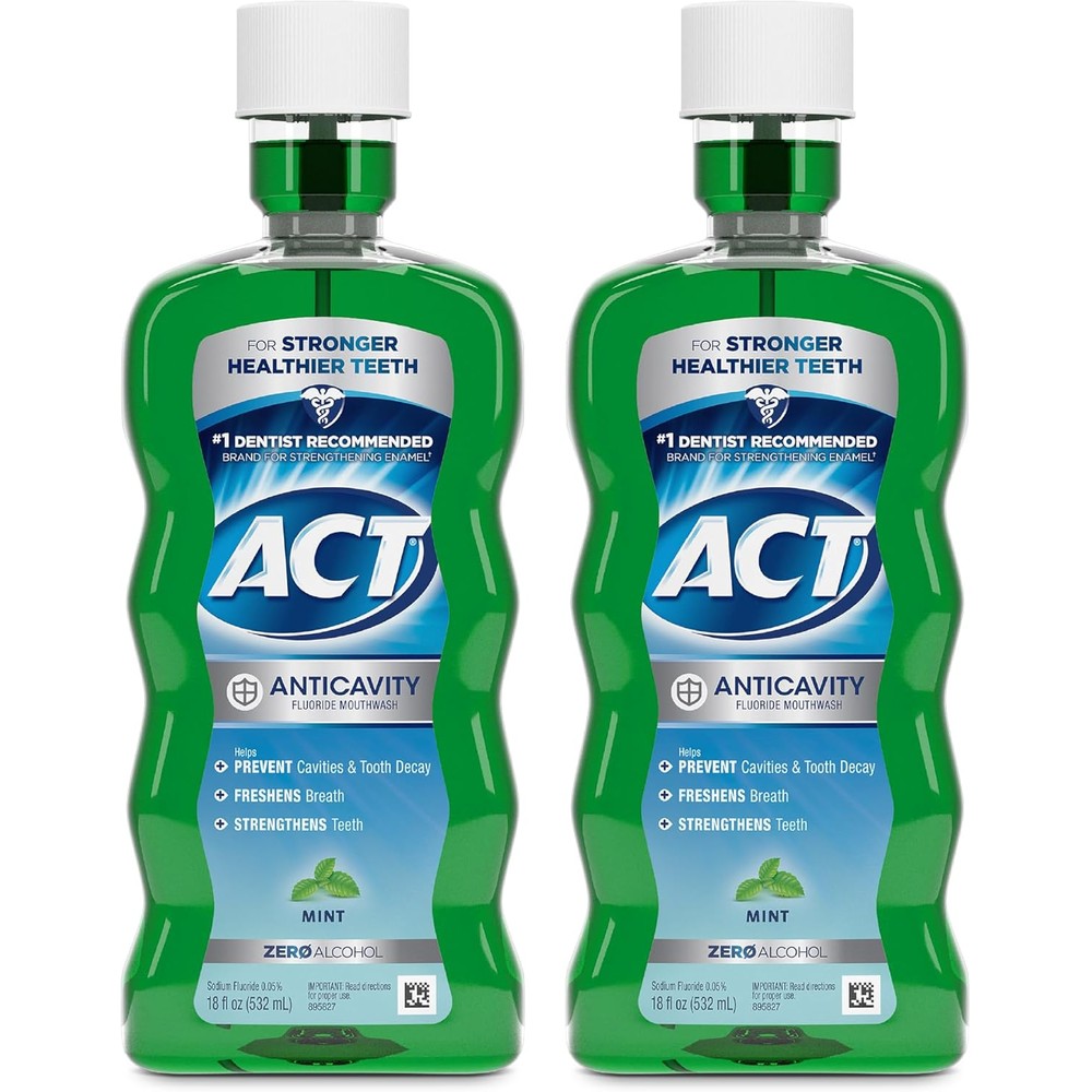 ACT Anticavity Fluoride Mouthwash zero alcohol mint pack front view