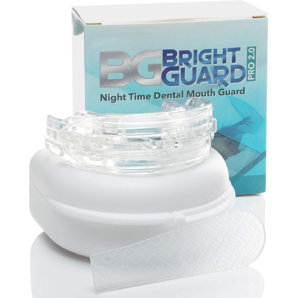Bright Guard 2.0 adjustable bruxism mouthpiece front view for sleep aid.