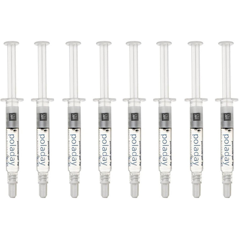 SDI Poladay CP 35 Percent Teeth Whitening Gel 8 Syringes front view box premium oral care packaging
