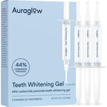 AuraGlow Teeth Whitening Gel Syringe Refill Pack front view showing three 5ml syringes