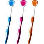 MR LION tongue scraper brush blue orange and red pack front view for fresh breath