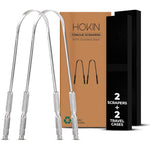 HOKIN stainless steel tongue scraper front view premium oral care pack
