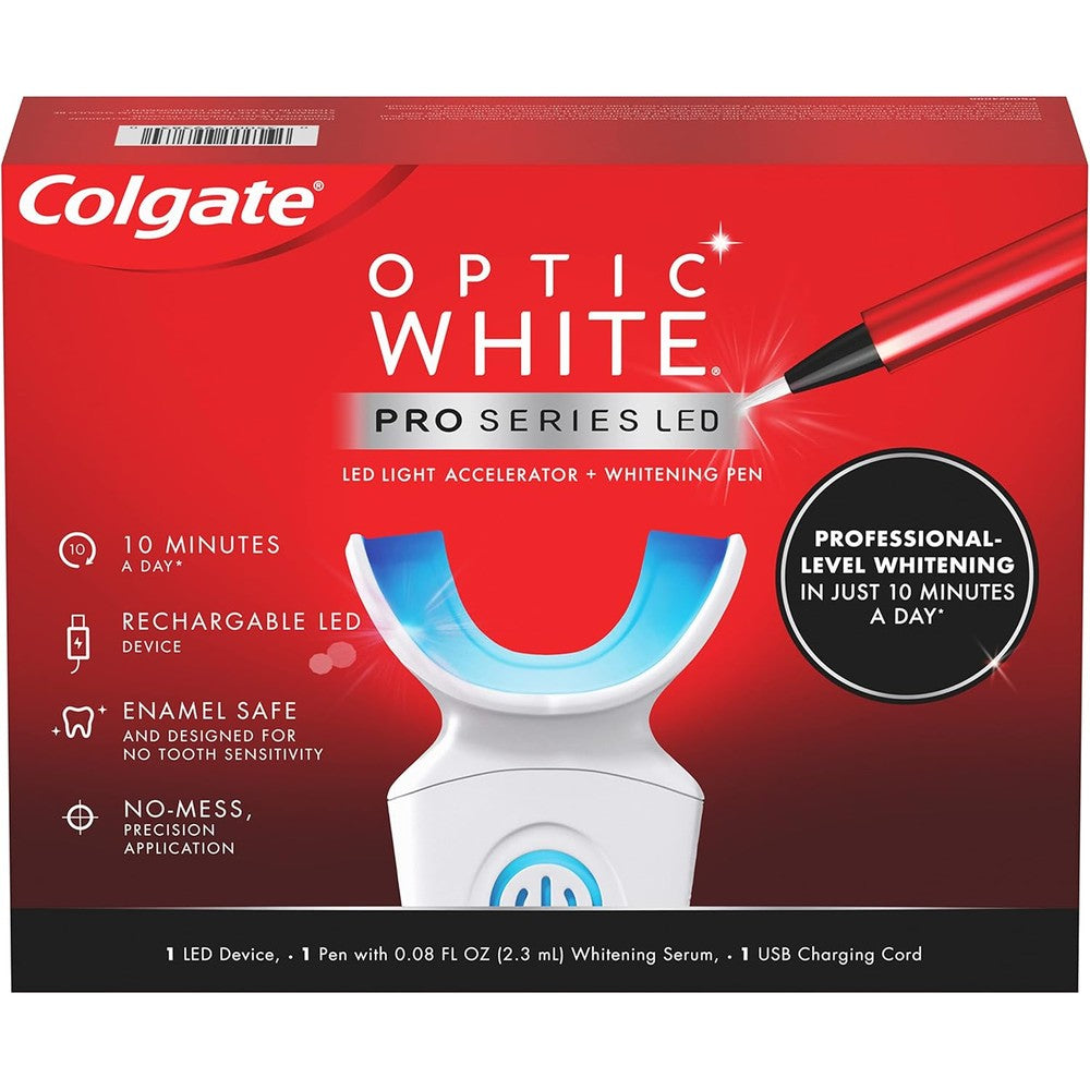 Colgate Optic White Pro Series Whitening Kit, Teeth Whitening Pen and LED Tray, Professional-Level Whitening Set, Rechargeable