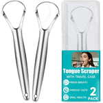 EZ COZY stainless steel tongue scraper front view for fresh breath oral care