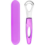 MR LION tongue cleaner purple front view premium stainless steel oral hygiene tool.