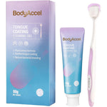 BodyAccel Tongue Cleaner Gel packaging front view showing peach flavor kit