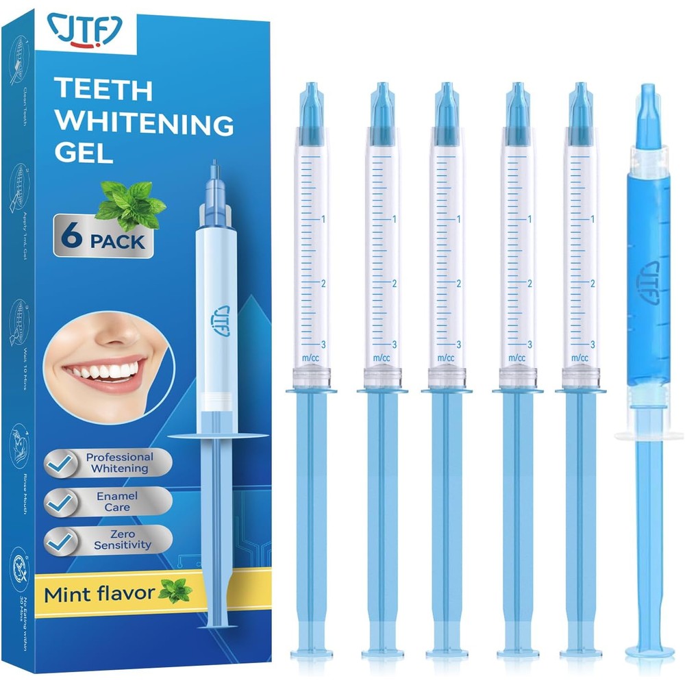 JTF Teeth Whitening Gel Kit front view showing the product packaging and syringes for professional home teeth whitening.