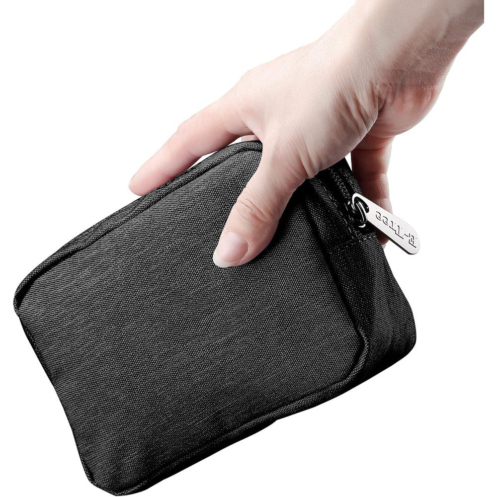 E-Tree Cute Small Pouch front view showing black canvas material and zipper.