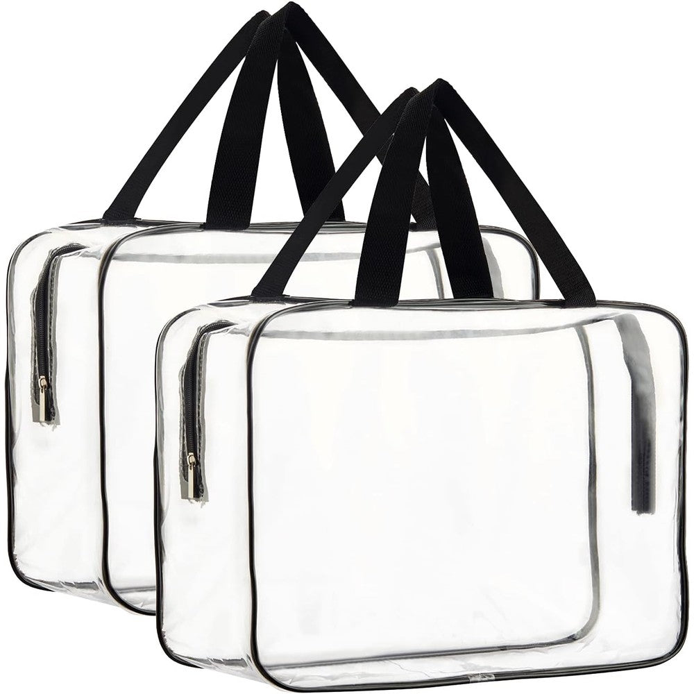Haoguagua 2 piece clear makeup organizer bag set front view