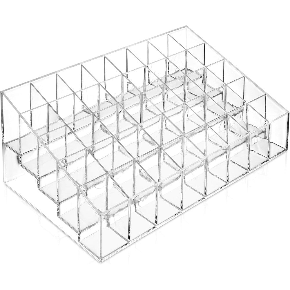 Casafield 40 slot acrylic lipstick and makeup organizer front view clear cosmetic storage solution