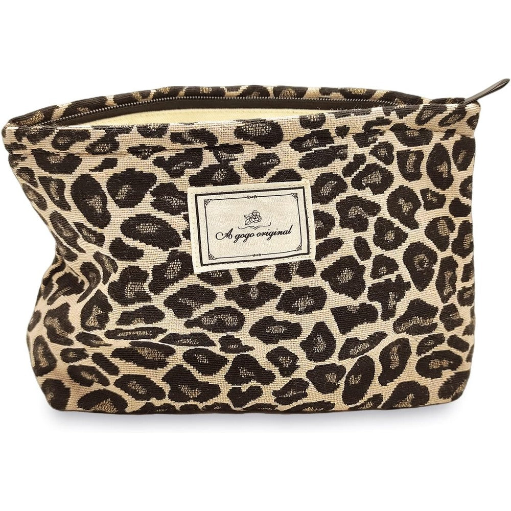 Stardw leopard print makeup bag organizer front view