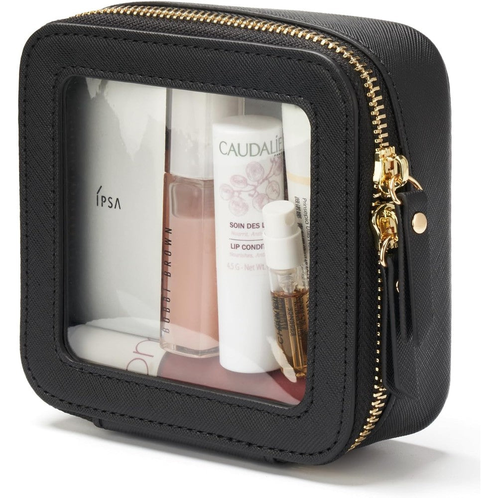 Popvibe clear mini makeup bag front view black