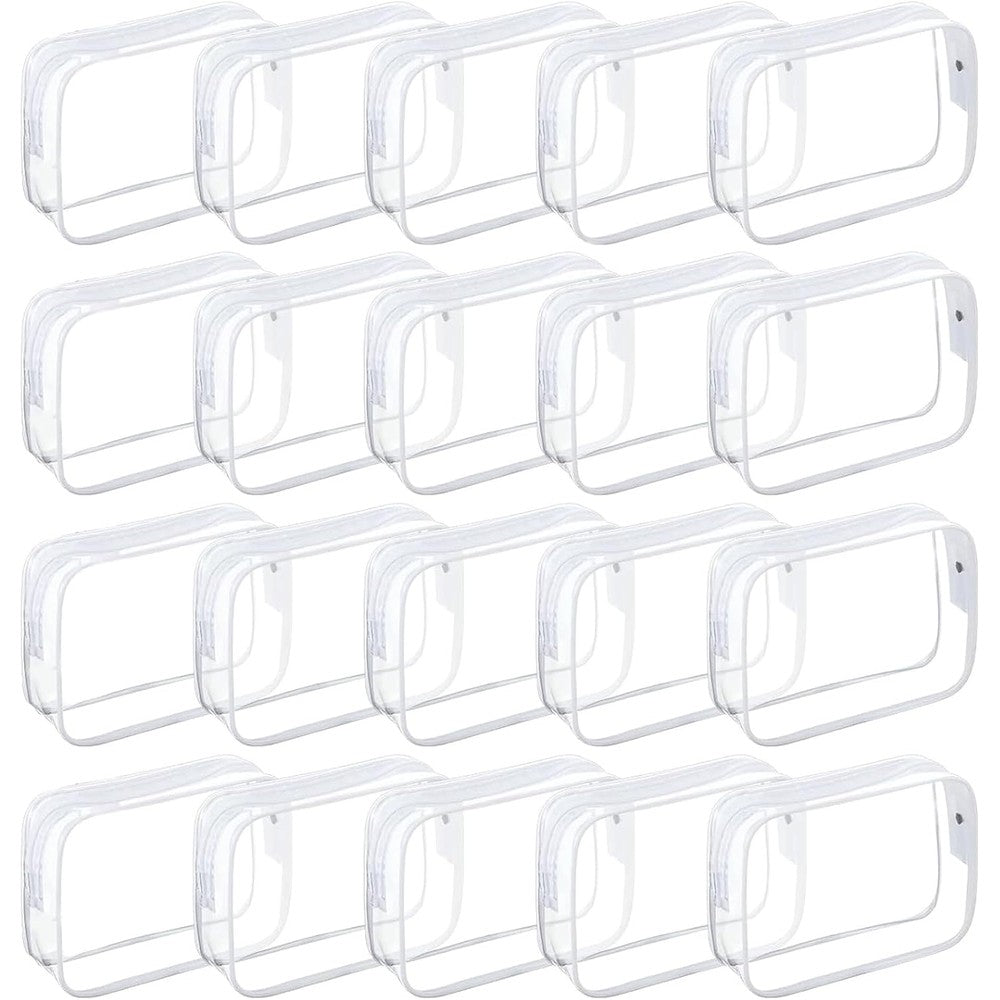 Tergy 20 pack clear PVC makeup bags front view