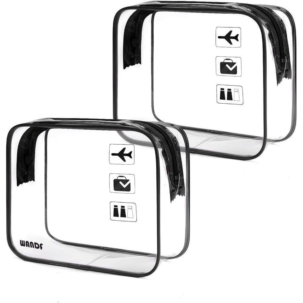 Wandf TSA Approved Clear Travel Toiletry Bag front view