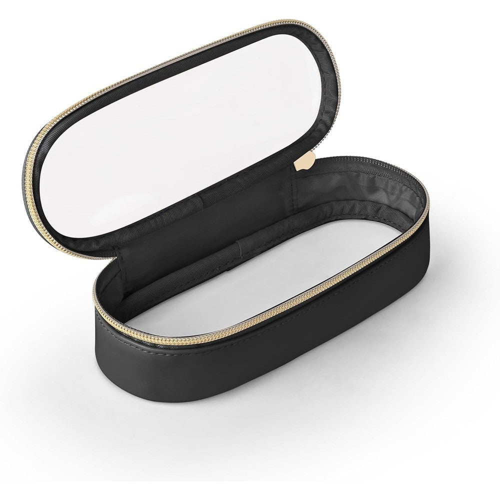 Soimeat clear travel makeup brush holder front view showing transparent PVC window