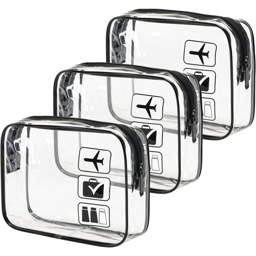 Modengkongjian 3 piece clear TSA approved toiletry bag set front view