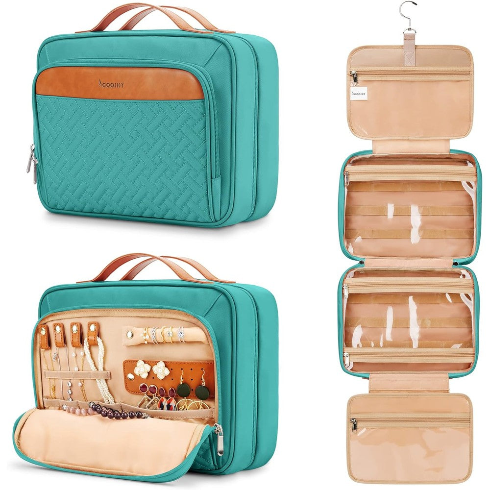 Coosky extra large hanging toiletry bag blue front view