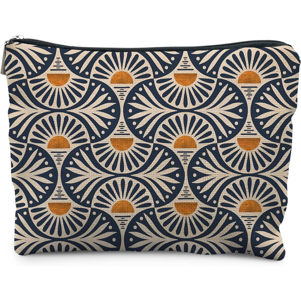 Ryycdoi boho sunset leaf aesthetic makeup bag front view