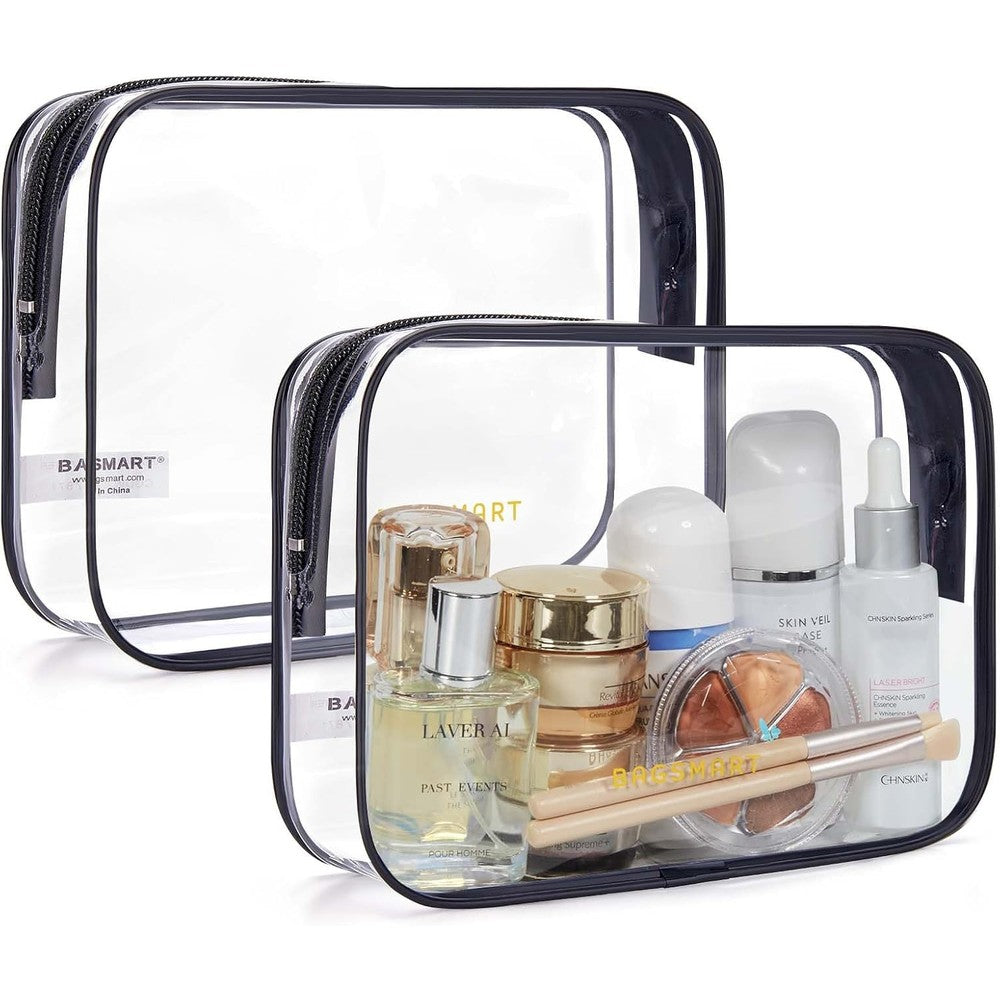 Bagsmart clear toiletry bag 2 pack front view for travel