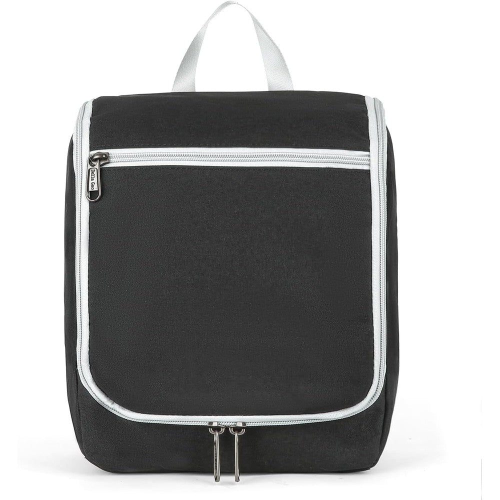 Della Gao Black Water Repellent Hanging Toiletry Bag front view