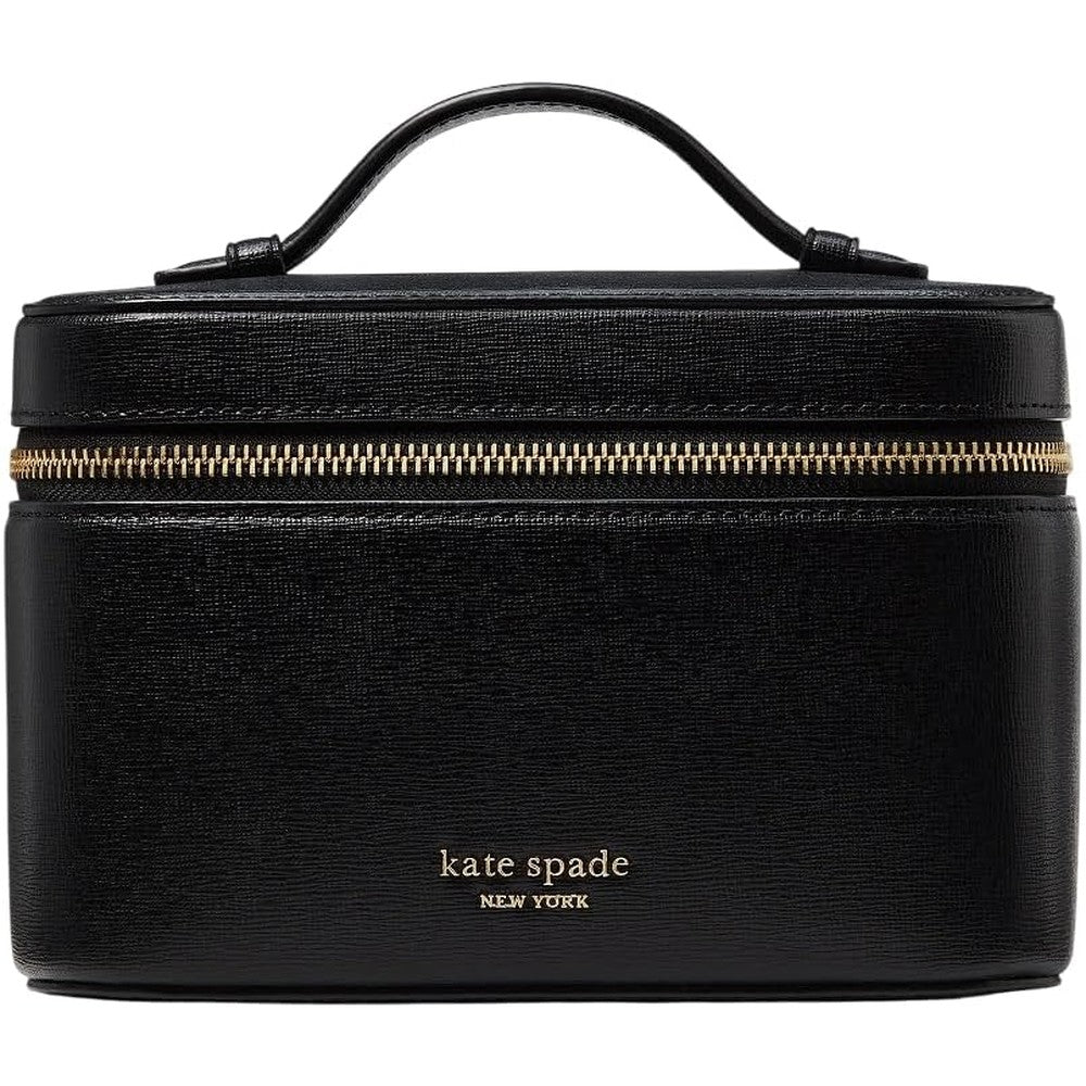 Kate Spade New York Devin Saffiano Leather Vanity Kit front view in black