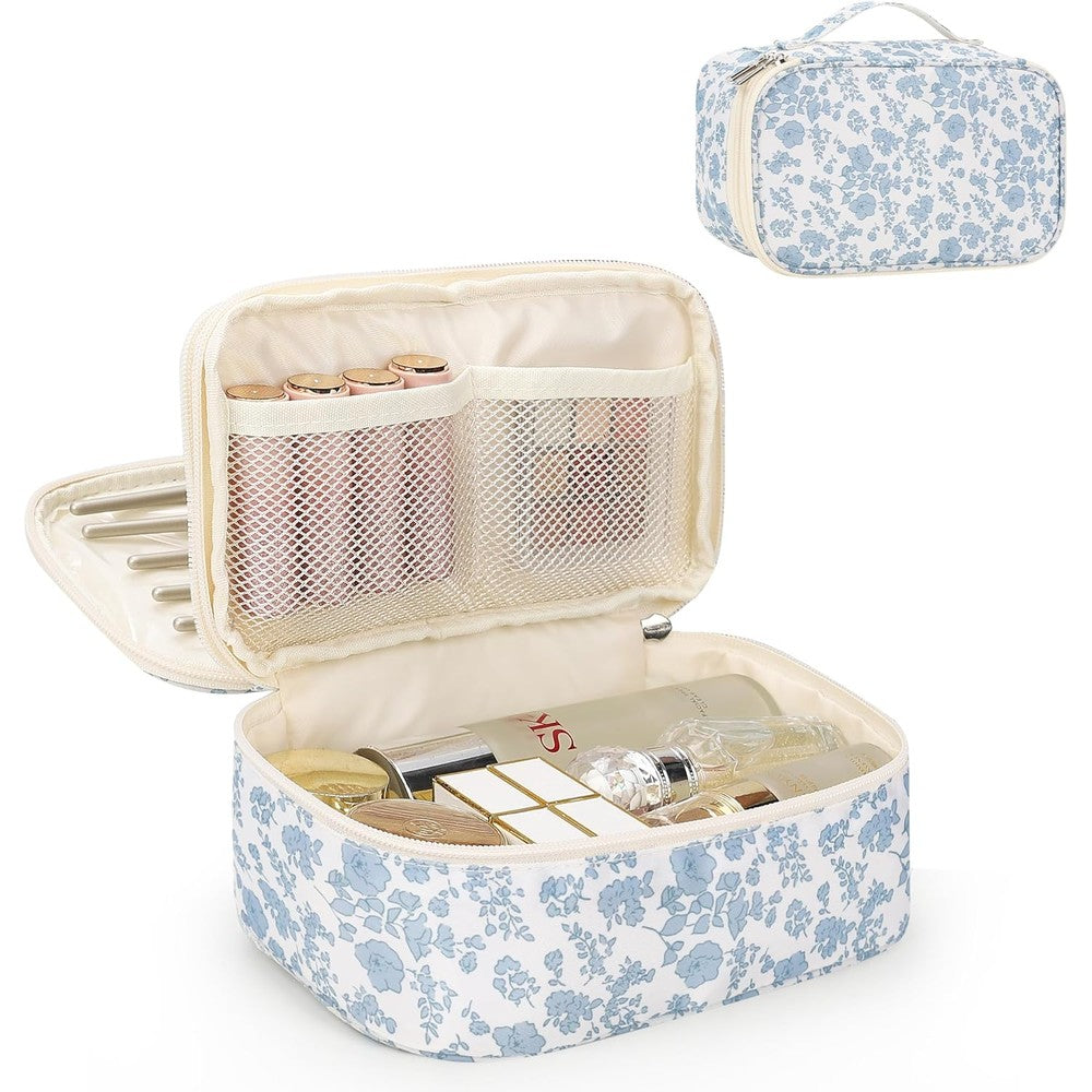 Relavel travel makeup bag floral pattern front view