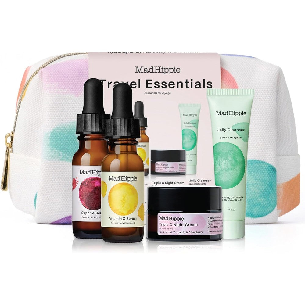 Mad Hippie Travel Essentials Kit front view featuring serum bottles