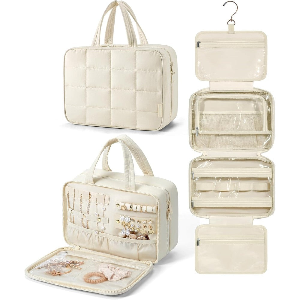 Bagsmart travel toiletry bag with jewelry organizer front view