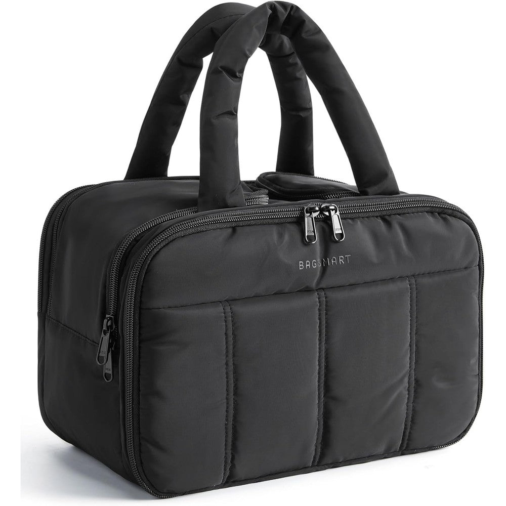 Bagsmart Puffy Large Travel Toiletry Bag in Black front view