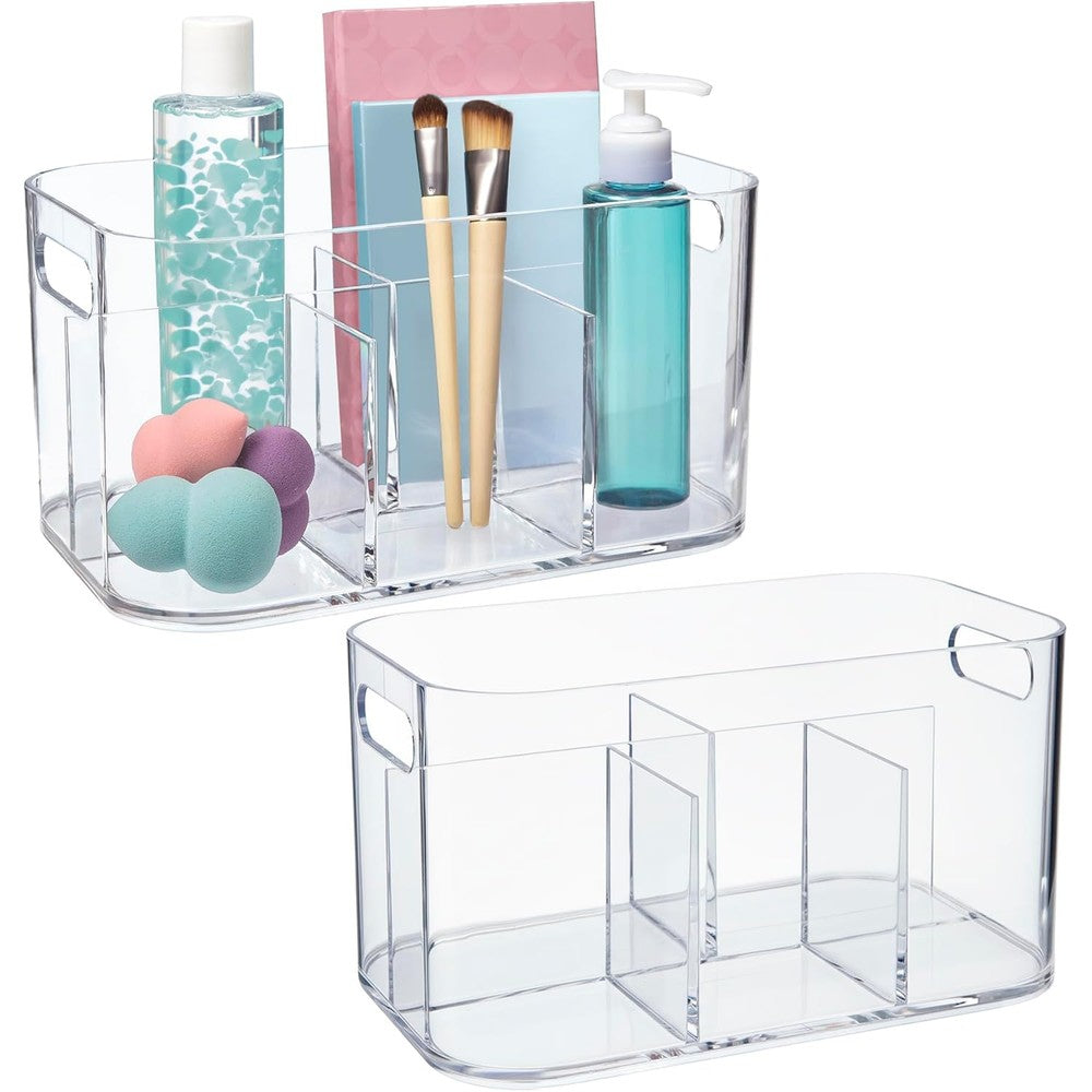 STORi Bliss 5-Compartment Plastic Cosmetics Storage Organizer front view showcasing clear acrylic design