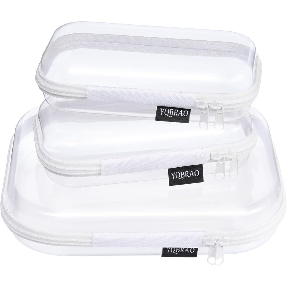 Yqbrao 3 pack clear hard shell zipper cases front view