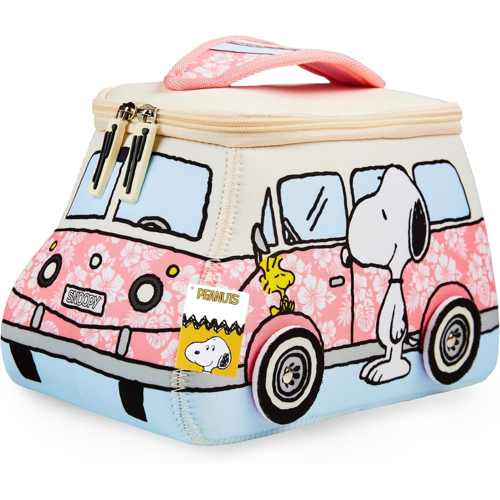Get Trend Peanuts Snoopy Toiletry Bag front view showing pink cartoon design