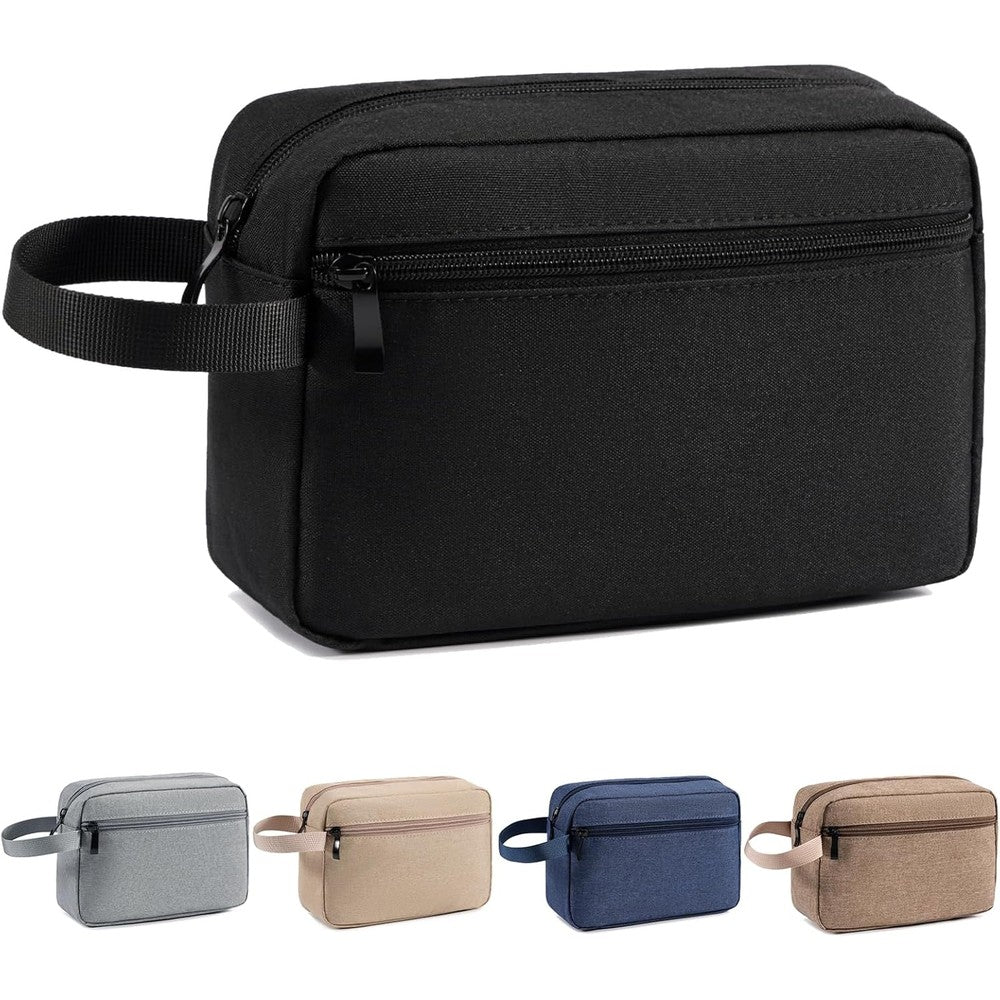 XIRYOHEAUR travel hanging toiletry bag black front view with sturdy handle