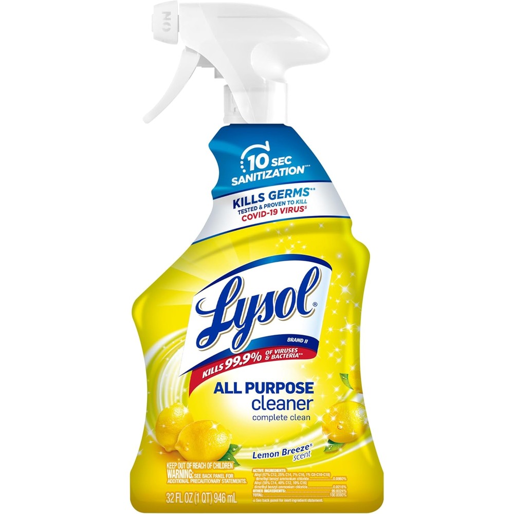 Lysol all purpose disinfecting cleaner spray lemon breeze front view