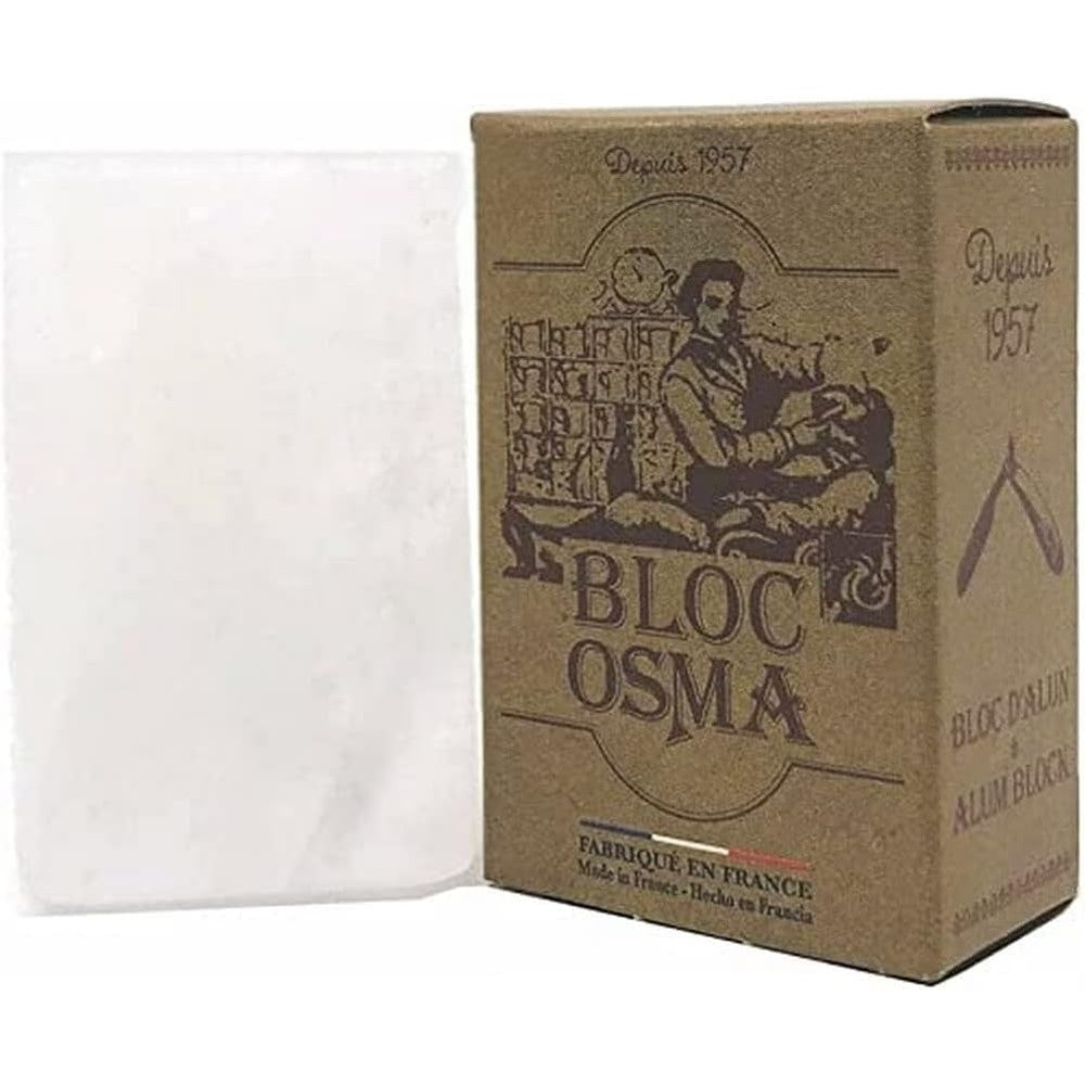 Osma Bloc Alum Block 2.65 Ounce front view of authentic packaging.